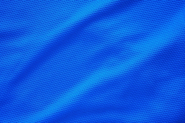 Photo blue football jersey clothing fabric texture sports wear background close up top view