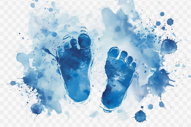  바탕 에 있는 한 사람 의 파란색 발자국