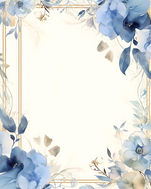 Blue Frame with Blue Flowers in Background
