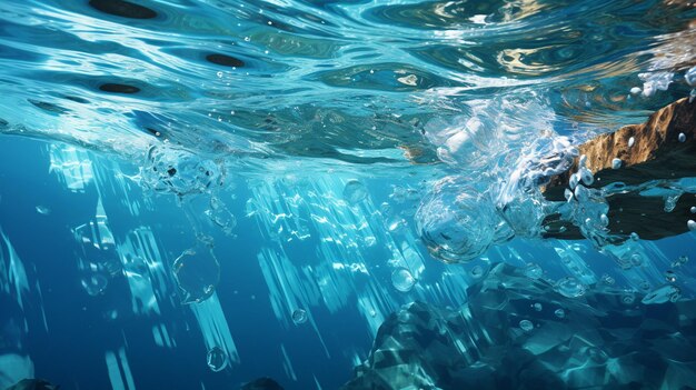 写真 青い淡水の背景