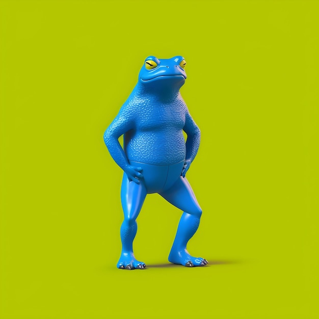 A blue frog with a green background that says " frog " on it.