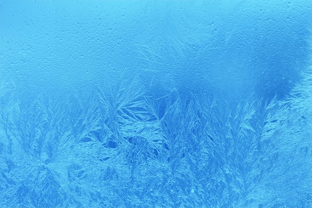 Blue frozen window texture or background.