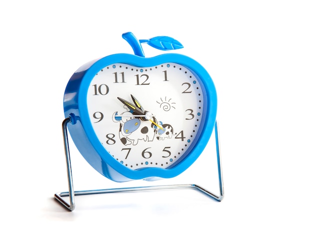 Blue Funny Alarm Clock on White