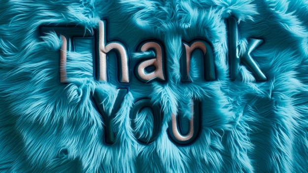 Photo blue fur thank you concept creative art poster