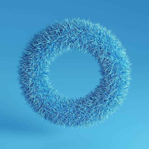 Blue furry ring on a blue background