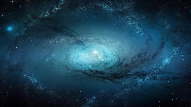 A blue galaxy with a dark blue background