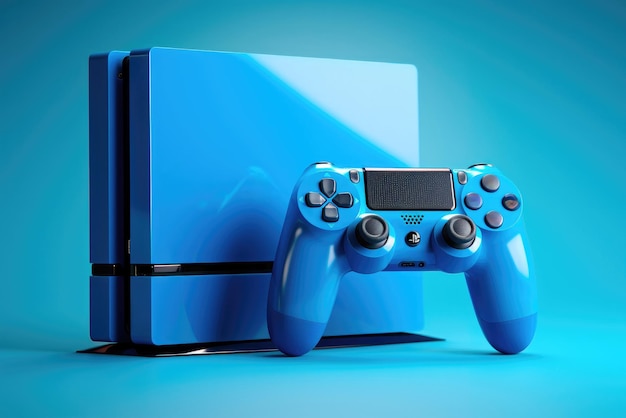 写真 スタジオのゲームコンソールの青い背景