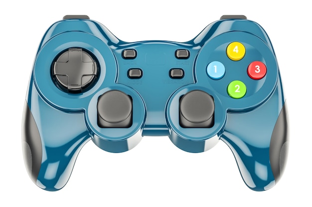 Blue game controller 3D rendering