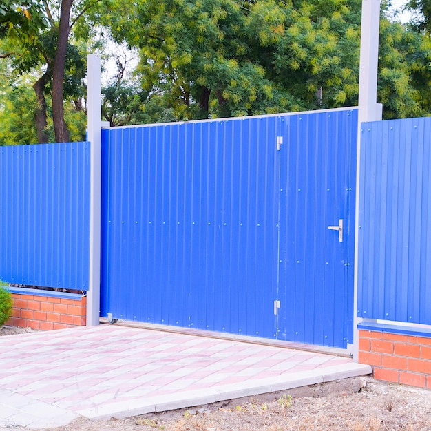 Blue gate and fence