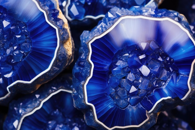 Foto cristallo di geode blu vista ravvicinata del cristallo di geode blu cobalto prismatico per decorazioni per la casa e regali