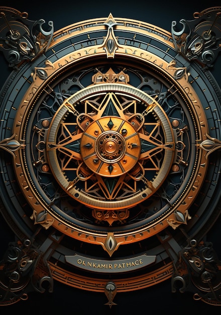 Blue Geometric Motif Poster Steampunk poster background