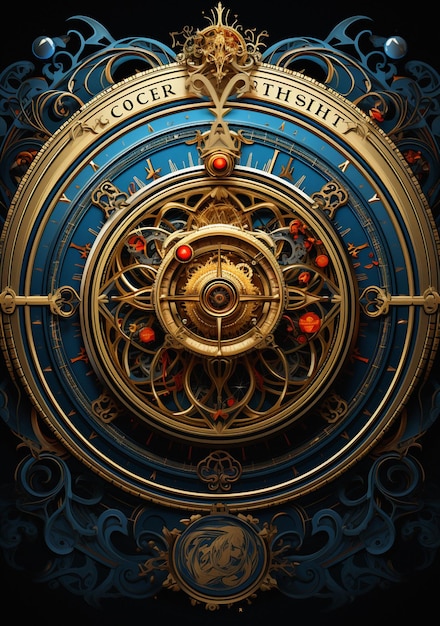 Blue Geometric Motif Poster Steampunk poster background