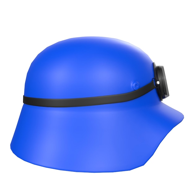 A blue german helmet with the word " h " on the front.