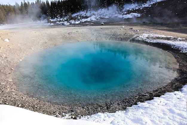 Blue Geyser Pool bij Yellowstone Lake in Yellowstone National park.