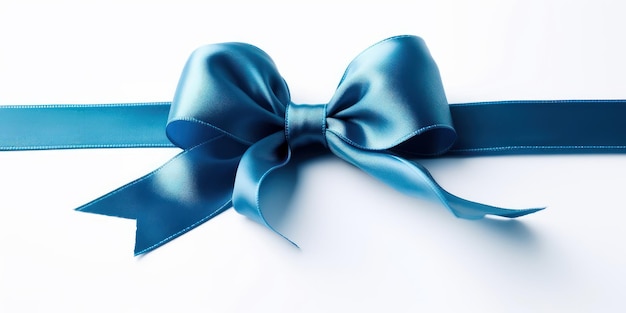 Blue gift bow on white background