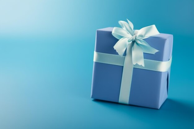 Photo blue gift box on blue background father's day concept