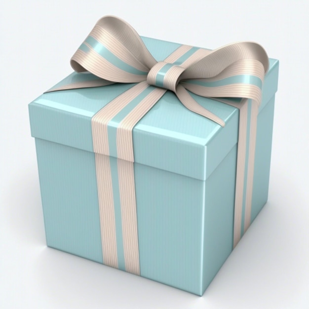 Синяя подарочная коробка на белом фоне
