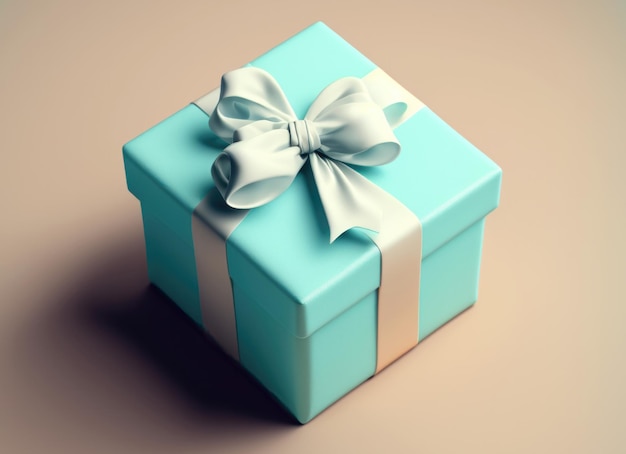 Blue gift box with blue ribbon on pastel tone background