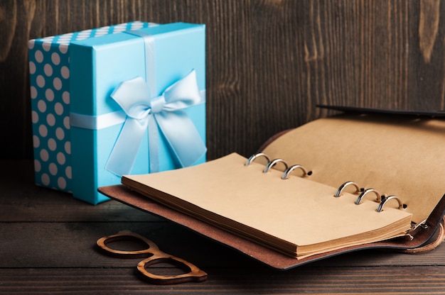 Blue gift box with bow