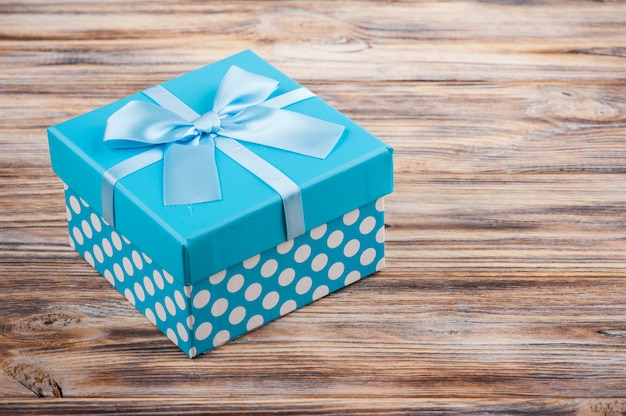 Blue gift box with bow