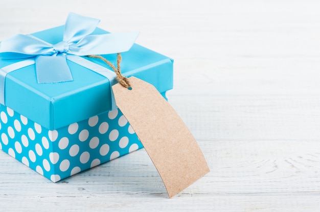 Blue gift box with bow