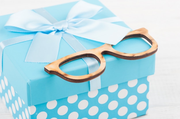 Blue gift box with bow