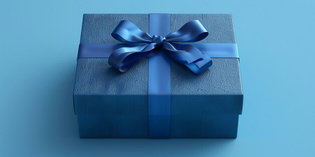 Photo a blue gift box with a ribbon tied around it