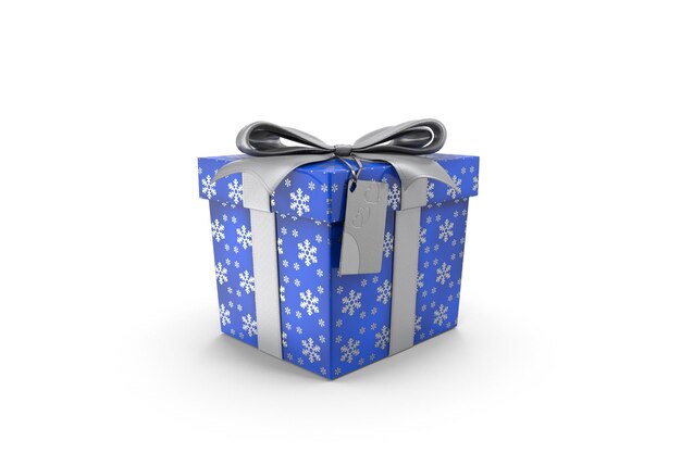 Confezione regalo blu con etichetta