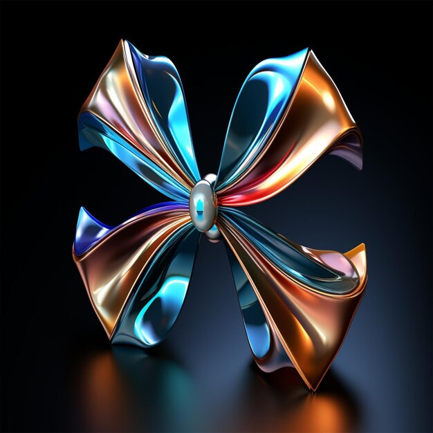 Blue Gift Ribbon with a Bow in front of a dark Background