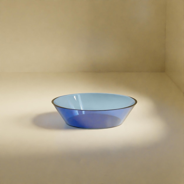 Blue glass bowl 3D rendered image