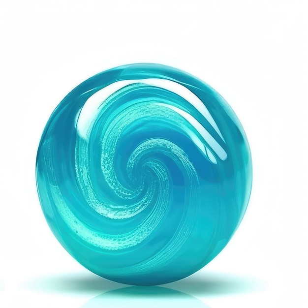 A blue glass object with a spiral design on it