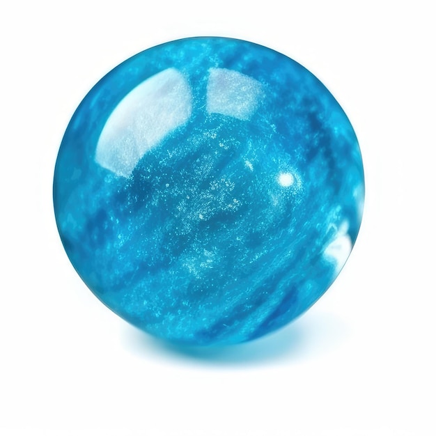 Foto una sfera di vetro blu con il mare e il mare.