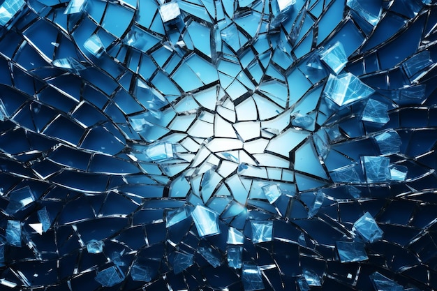 Blue glass wallpapers that are broken and cracked