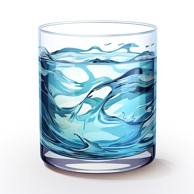 a blue glass with a blue wave on it