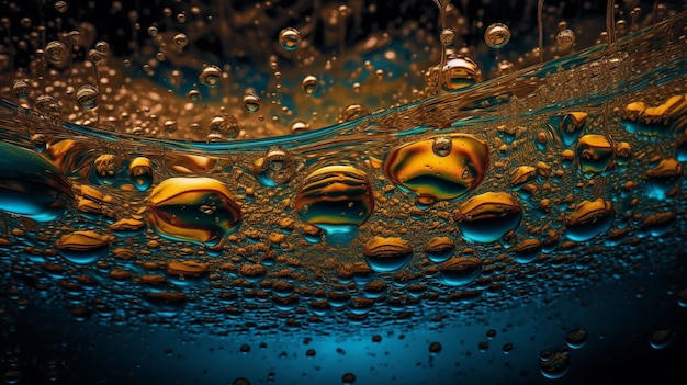 A blue glass with water drops on it