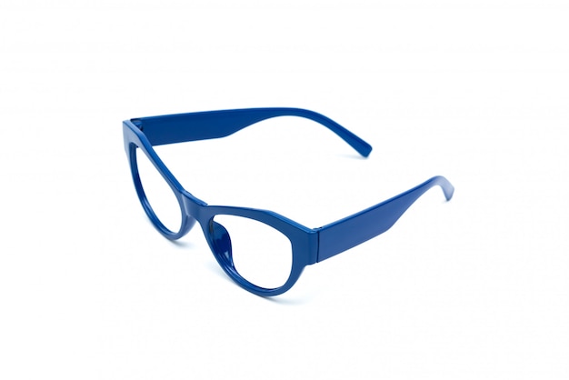 Blue glasses isolated on white.