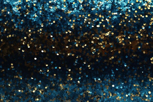 a blue glitter background with gold glitter and silver glitter.