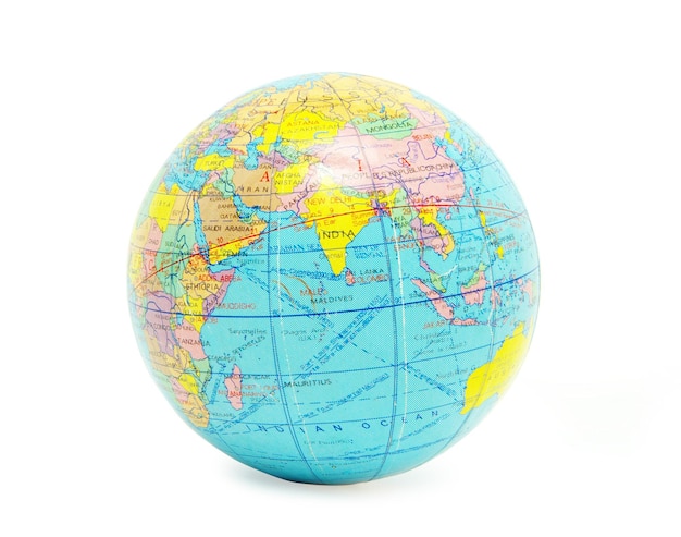 blue globe isolated on the white background