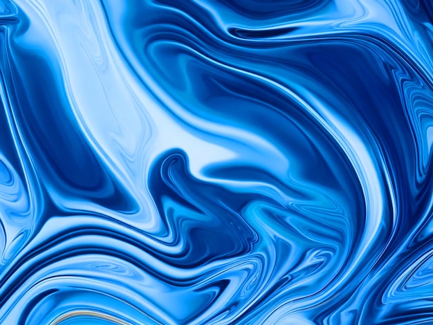 Photo blue glossy liquified marble pattern background