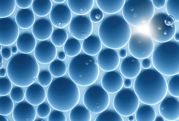 写真 水中の背景に青い光沢のある水泡 自然と抽象的な概念 ジェネレーティブ ai