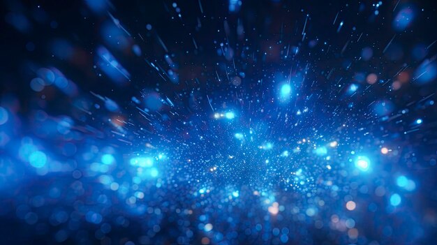 Blue glow particle abstract bokeh background photorealistic 3d render