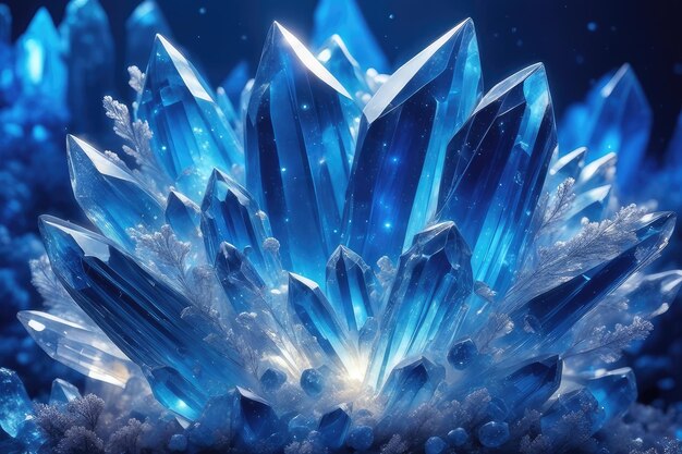 Синие светящиеся кристаллы абстрактный фон