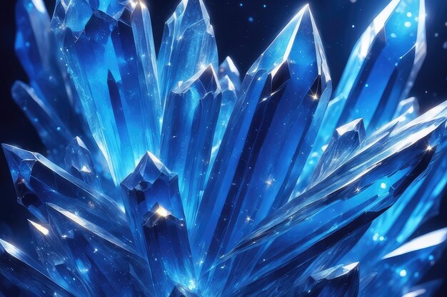 Photo blue glowing crystals background