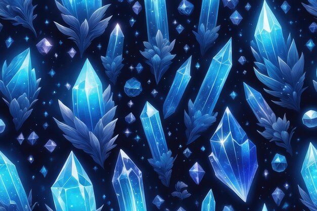 Photo blue glowing crystals background