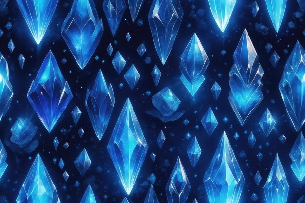 Photo blue glowing crystals background