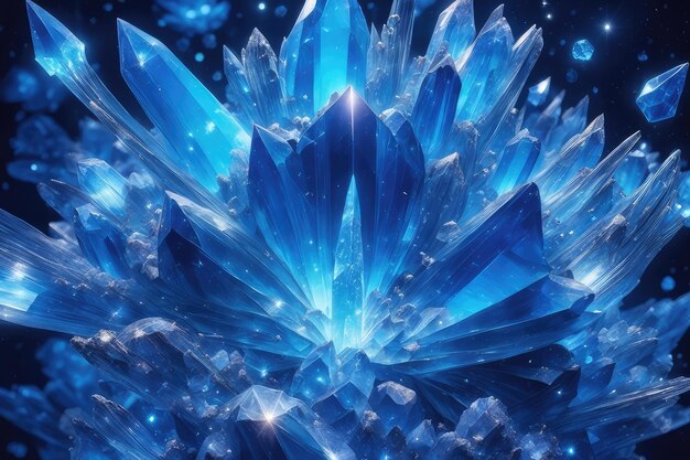 Blue glowing crystals background