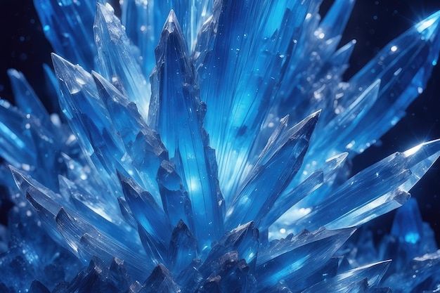 Blue glowing crystals background