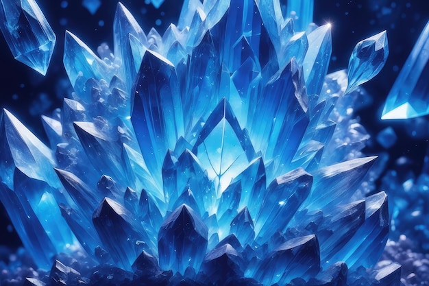 Blue glowing crystals background