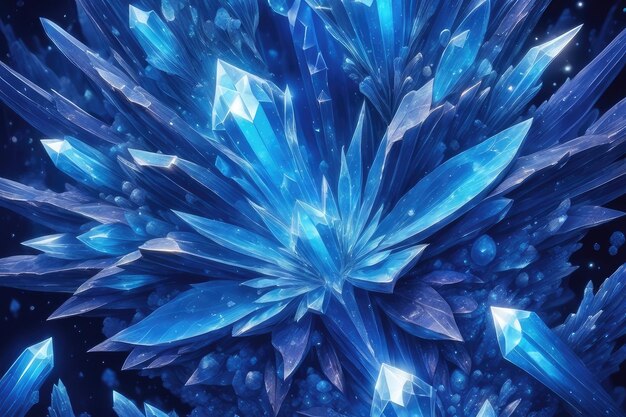 Blue glowing crystals background