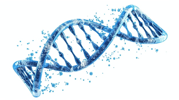 Blue glowing DNA double helix 3D illustration